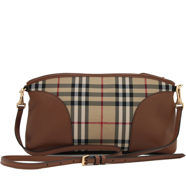 Burberry Horseferry Check Small Chichester Crossbody Clutch Bag- Tan