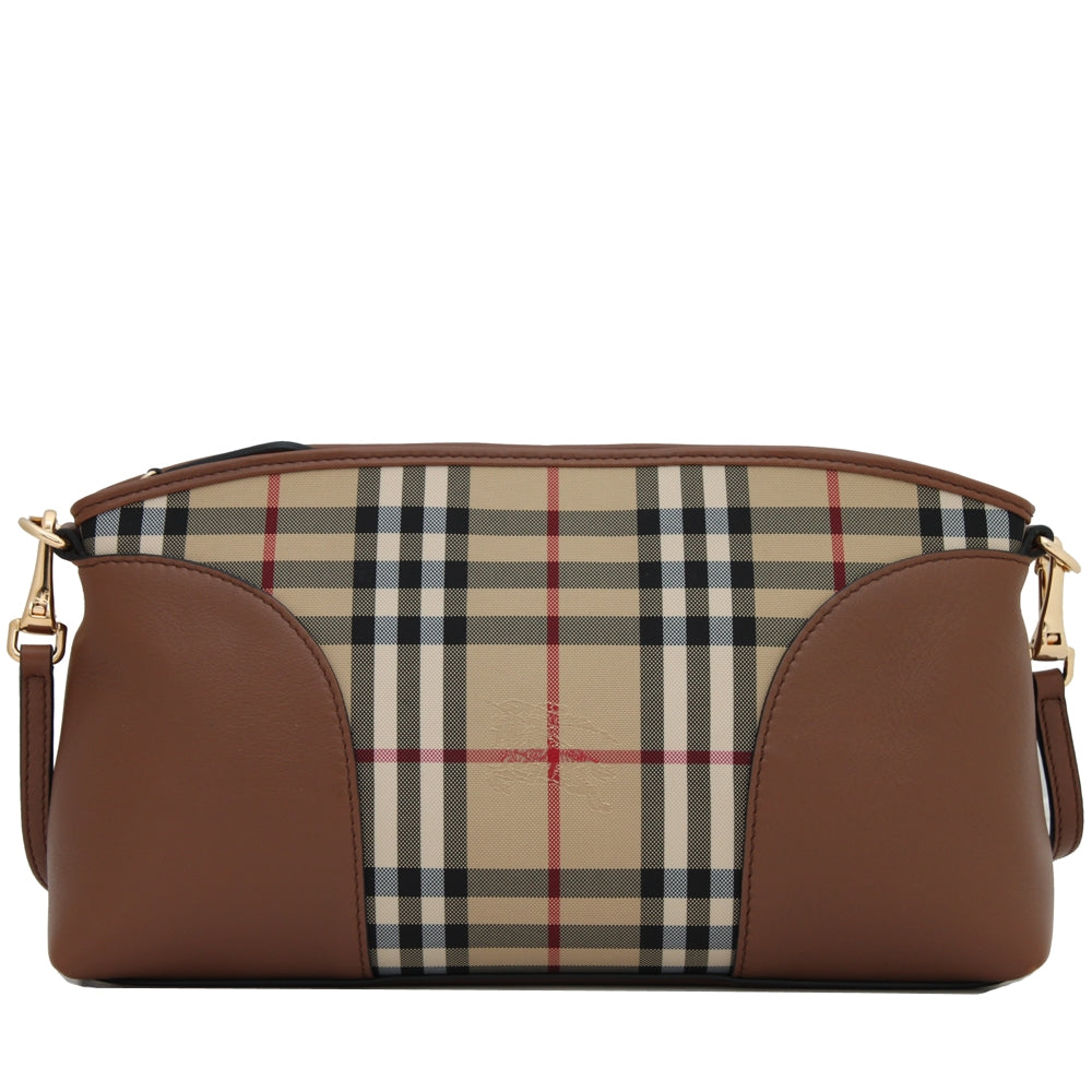 Burberry Horseferry Check Small Chichester Crossbody Clutch Bag- Tan
