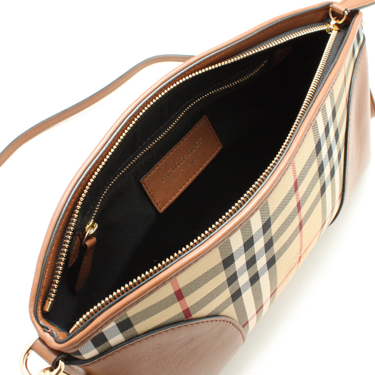 Burberry Horseferry Check Small Chichester Crossbody Clutch Bag- Tan