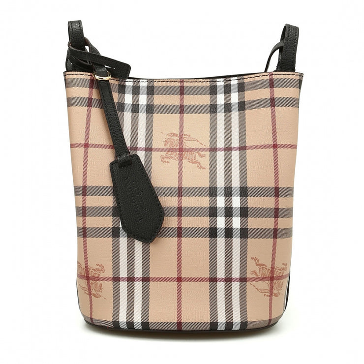 Burberry Haymarket Check Colours Small Lorne Bucket Crossbody Bag- Bla –  