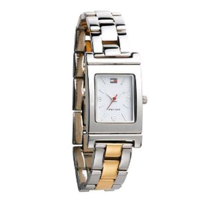 Tommy Hilfiger Ladies' Two-Tone Reversible Bracelet Dress Watch w Rectangular Dial