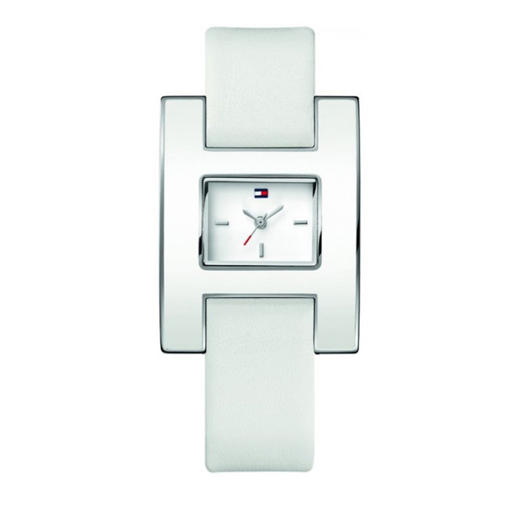 Tommy Hilfiger Ladies' White Leather Strap Square Dial Watch
