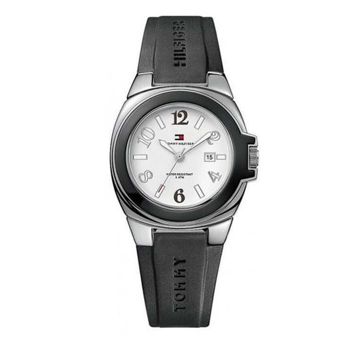 Tommy Hilfiger Ladies' Black Silicone Strap Watch w Round Dial
