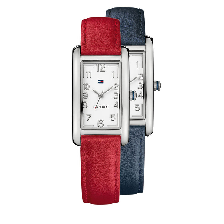 Tommy Hilfiger Watch 1781112- Reversible Red-Navy Leather Ladies Watch