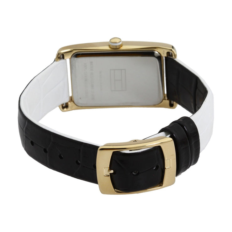 Tommy Hilfiger Ladies' Reversible Black-White Leather Strap Watch