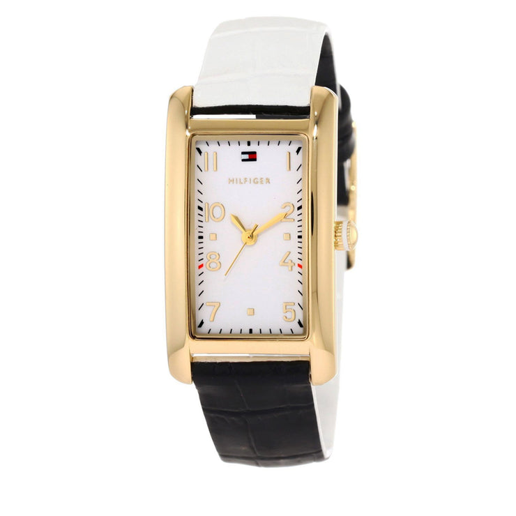 Tommy Hilfiger Ladies' Reversible Black-White Leather Strap Watch