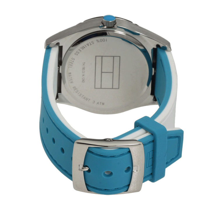 Tommy Hilfiger Ladies' Reversible Blue-White Silicone Strap Watch
