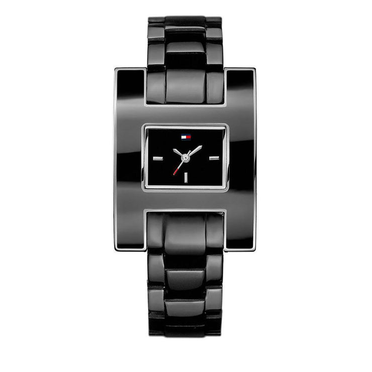 Tommy Hilfiger Watch 1781187 Black Resin Square Dial Ladies Watch