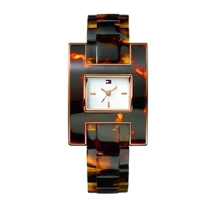 Tommy Hilfiger Ladies' Tortoise Resin Strap Watch w Square Dial