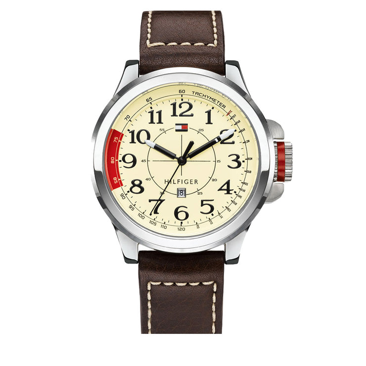 Tommy Hilfiger Watch 1790844- Brown Leather Retro-Inspired Men Watch