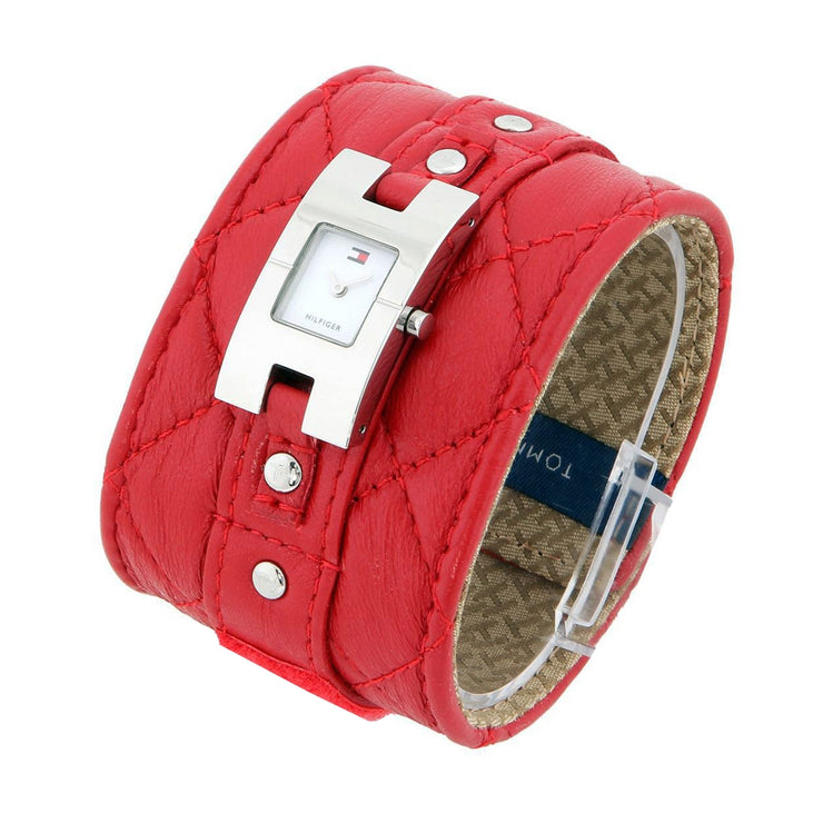 Tommy Hilfiger Ladies' Red Leather Cuff Watch