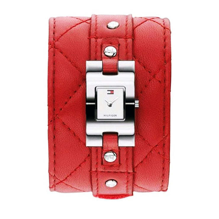Tommy Hilfiger Ladies' Red Leather Cuff Watch