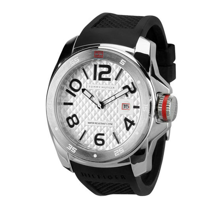 Tommy Hilfiger Watch 1790711- Black Silicon with Round Silver Dial Men Watch