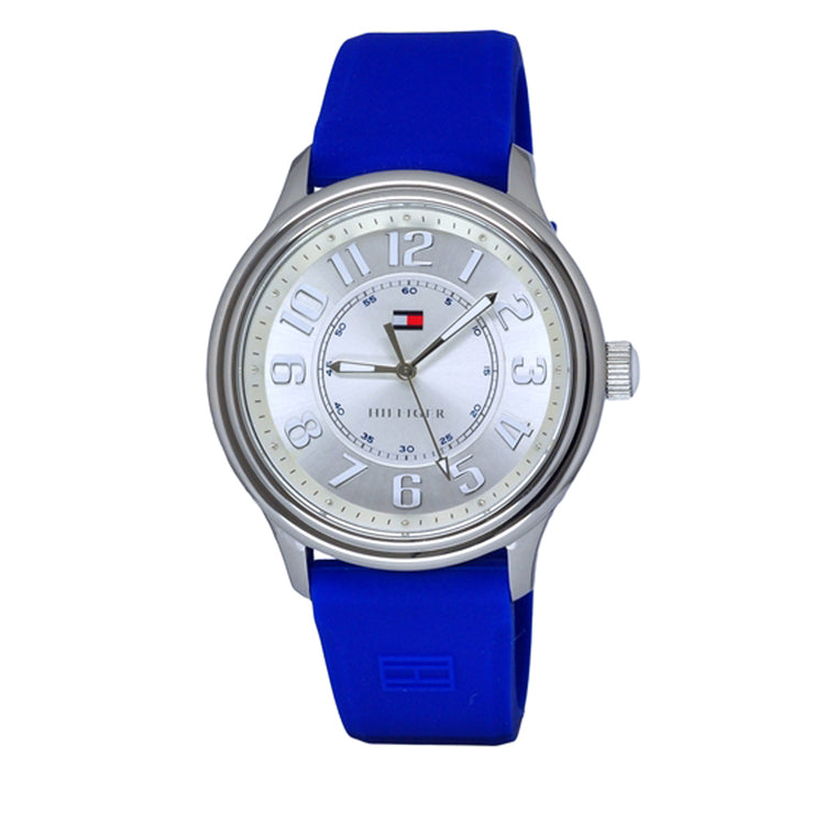 Tommy Hilfiger Watch 1781285- Blue Silicon with Round Silver Dial Ladies Watch