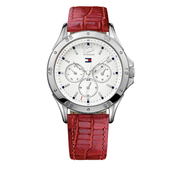 Tommy Hilfiger Watch 1781323- Red Leather Chronograph Round Dial Ladies Watch