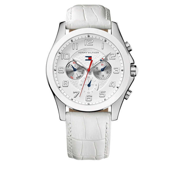 Tommy Hilfiger Watch 1781281- White Leather Chronograph Round Dial Ladies Watch