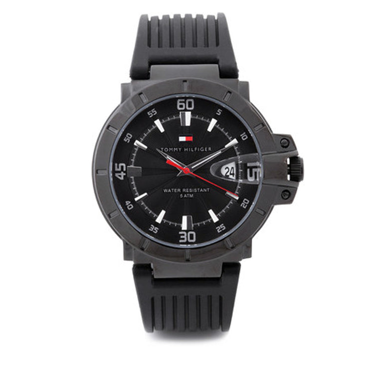 Tommy Hilfiger Watch 1790525- Black Silicon with Round Black Dial Men Watch