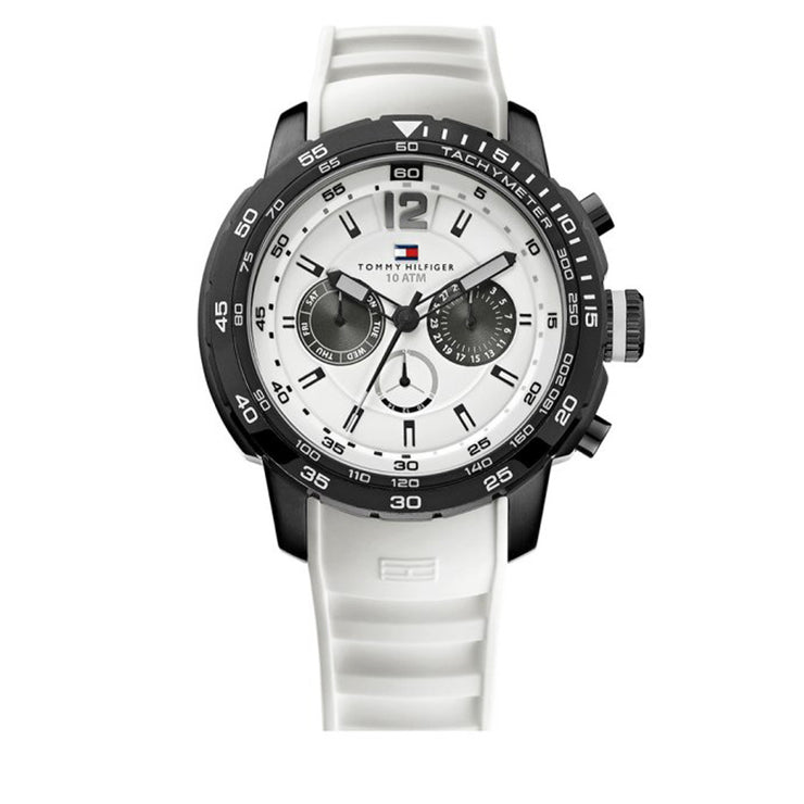 Tommy Hilfiger Watch 1790890- White Silicon Chronograph Round Dial Men Watch