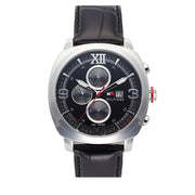 Tommy Hilfiger Watch 1790967- Black Leather with Round Black Dial Men Watch