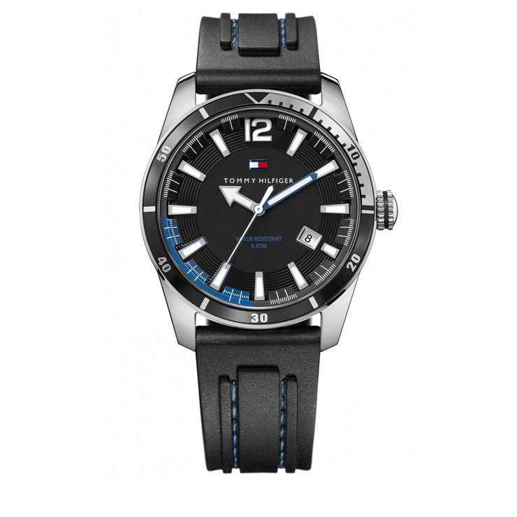 Tommy Hilfiger Watch 1790779- Black Silicon with Round Black Dial & Blue Accents Men Watch