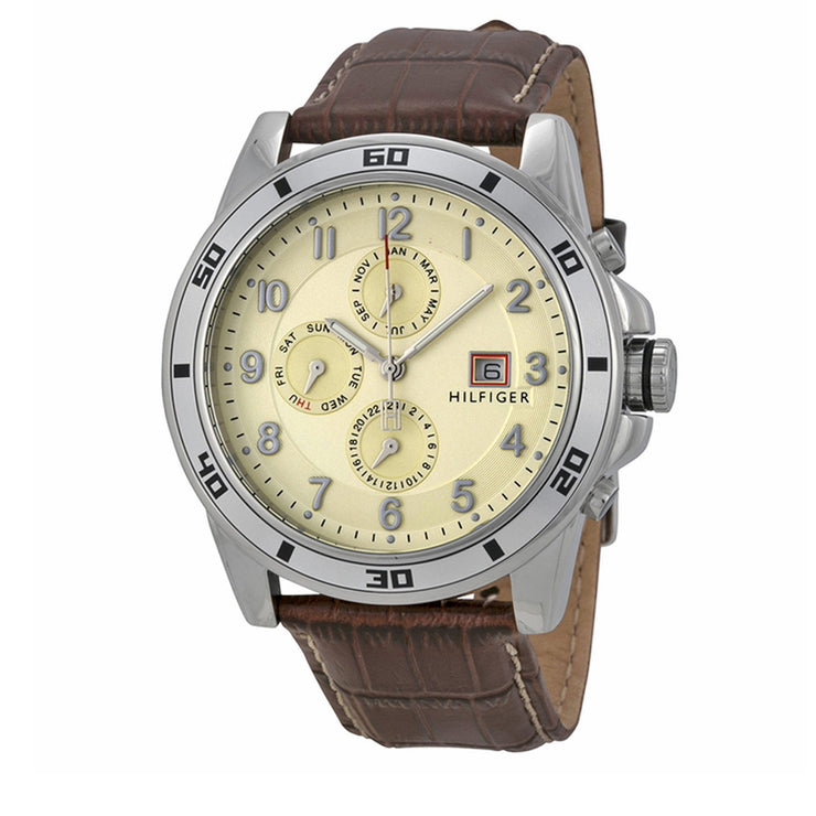 Tommy Hilfiger Watch 1790739- Brown Leather with Multi-Dial Men Watch