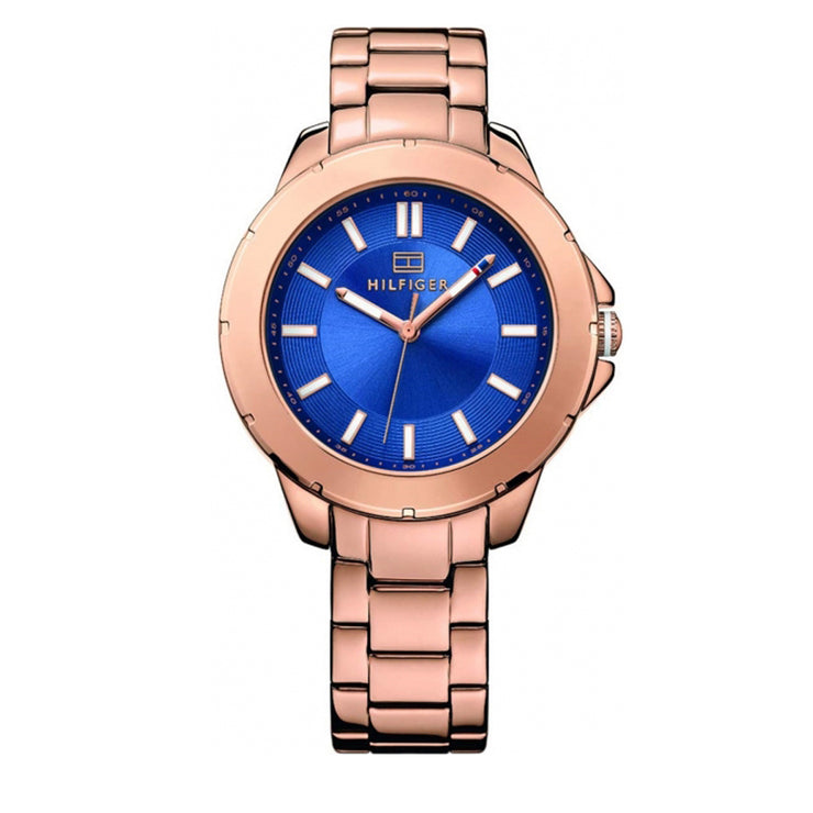 Tommy Hilfiger Watch 1781498- Rose Gold Stainless Steel with Round Blue Dial Ladies Watch