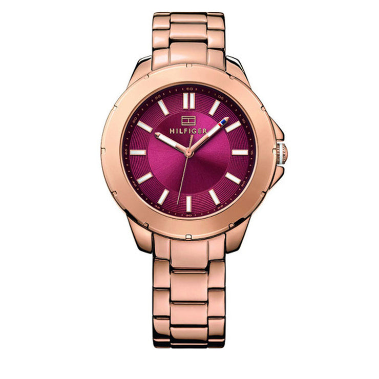 Tommy Hilfiger Watch 1781499- Rose Gold Stainless Steel with Round Merlot Dial Ladies Watch