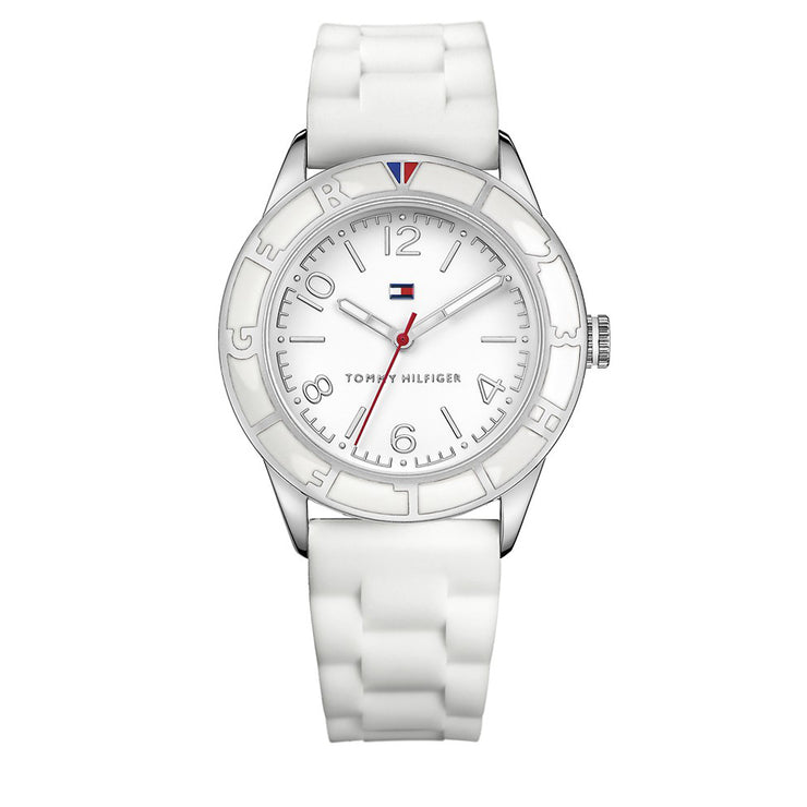 Tommy Hilfiger Watch 1781184- White Silicon with Round White Dial Ladies Watch