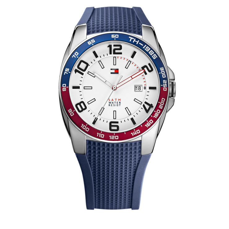 Tommy Hilfiger Watch 1790885- Navy Silicon with Round White Dial Men Watch