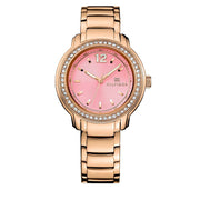 Tommy Hilfiger Watch 1781560- Rose Gold Stainless Steel with Pink Round Dial & Crystal Bezel Ladies Watch