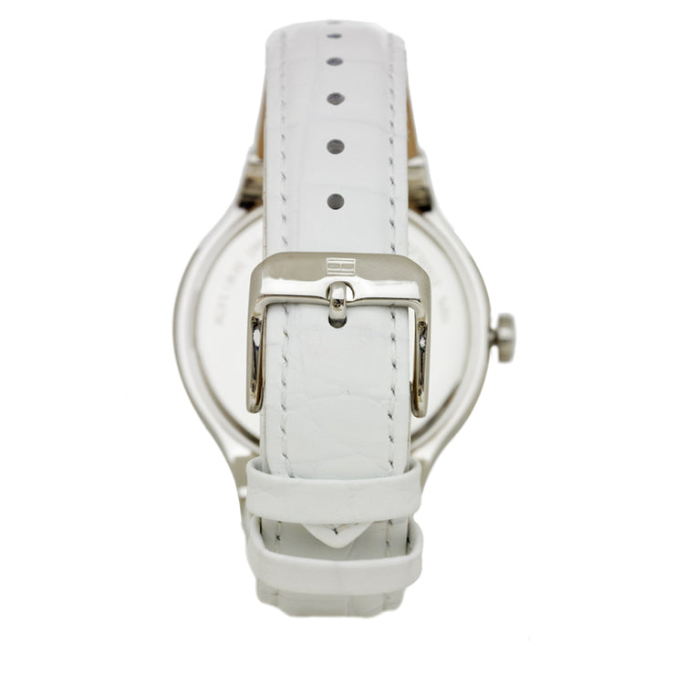 Tommy Hilfiger Watch 1781448- White Leather with Silver Round Dial Ladies Watch