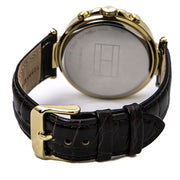 Tommy Hilfiger Watch 1781441- Black Leather with White Round Dial Ladies Watch