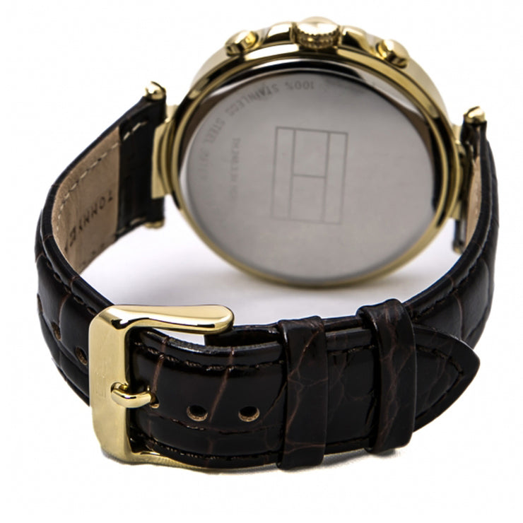 Tommy Hilfiger Watch 1781441- Black Leather with White Round Dial Ladies Watch