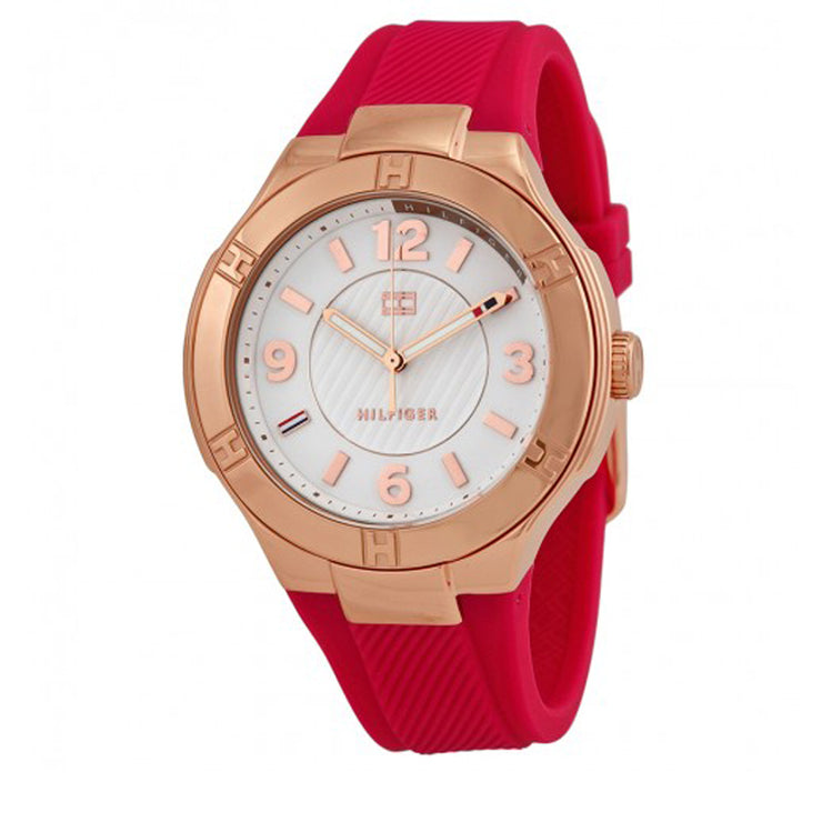Tommy Hilfiger Watch 1781444- Pink Silicon with White Round Dial Ladies Watch