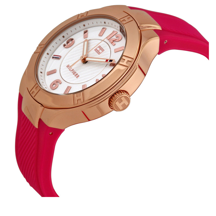 Tommy Hilfiger Watch 1781444- Pink Silicon with White Round Dial Ladies Watch