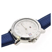 Tommy Hilfiger Watch 1781437- Blue Leather with White Round Dial Ladies Watch