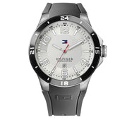 Tommy Hilfiger Watch 1790863- Grey Silicon with White Round Dial Men Watch
