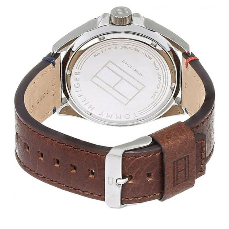 Tommy Hilfiger Watch 1791132- Brown Leather with White Round Dial Men Watch