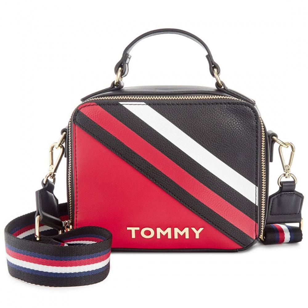 Tommy Hilfiger Shea Satchel Bag- Black/ Red – - Main Image