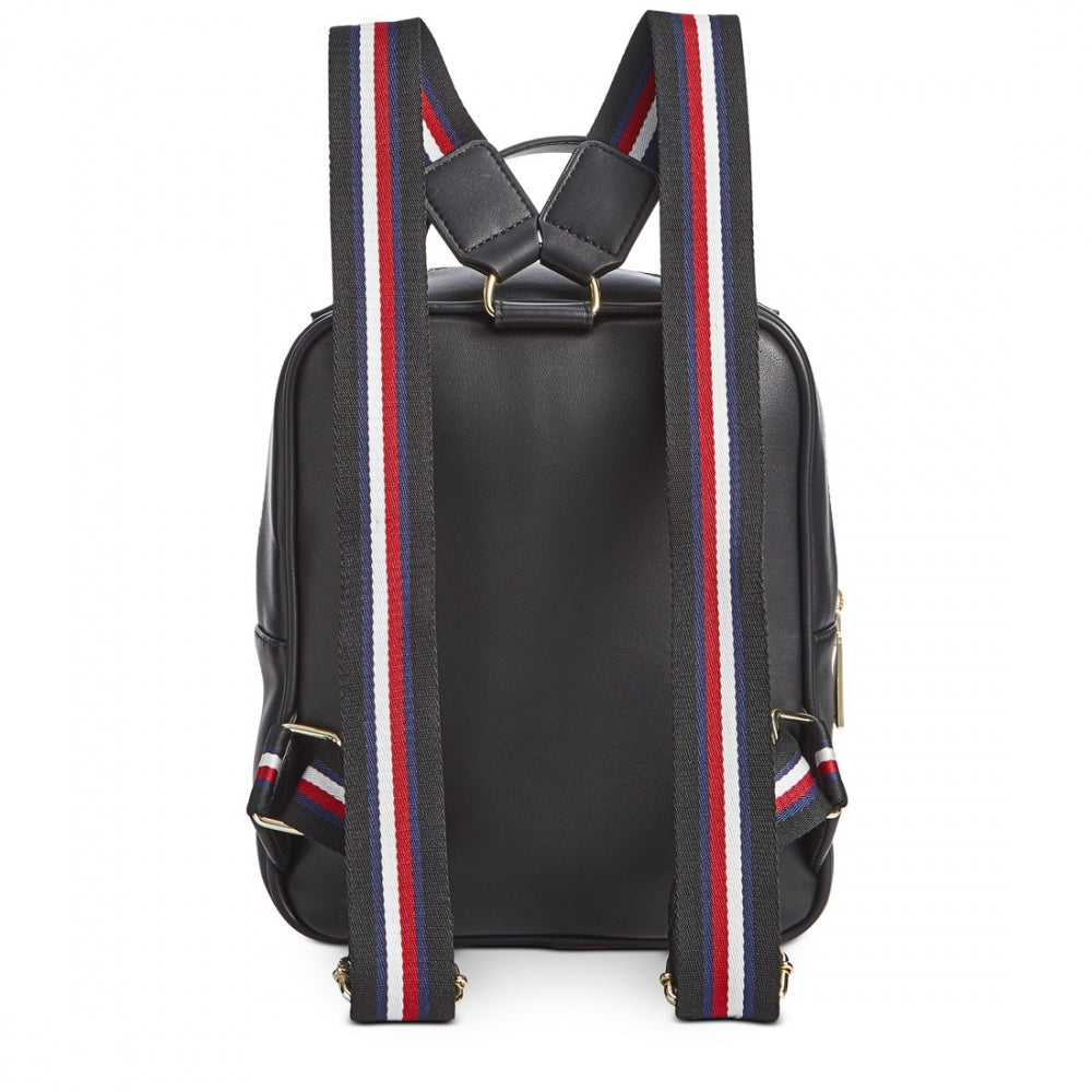 black leather backpack with red and white stripes Tommy Hilfiger Shea Backpack Bag- Black/ Red – PinkOrchard.com
