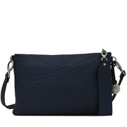 Skagen Britta Leather Faceted Ice Small Top-Zip Bag- Dark Blue
