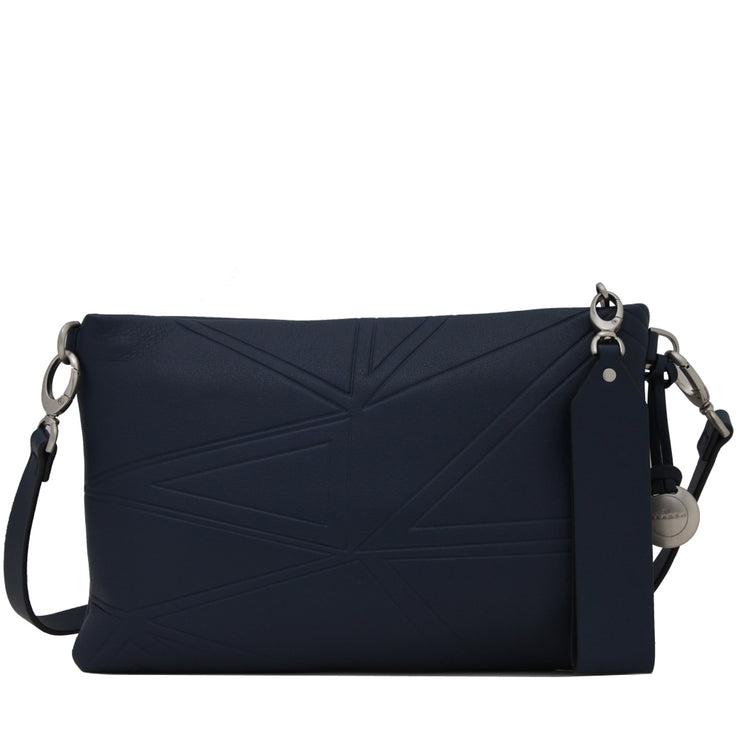 Skagen Britta Leather Faceted Ice Small Top-Zip Bag- Dark Blue