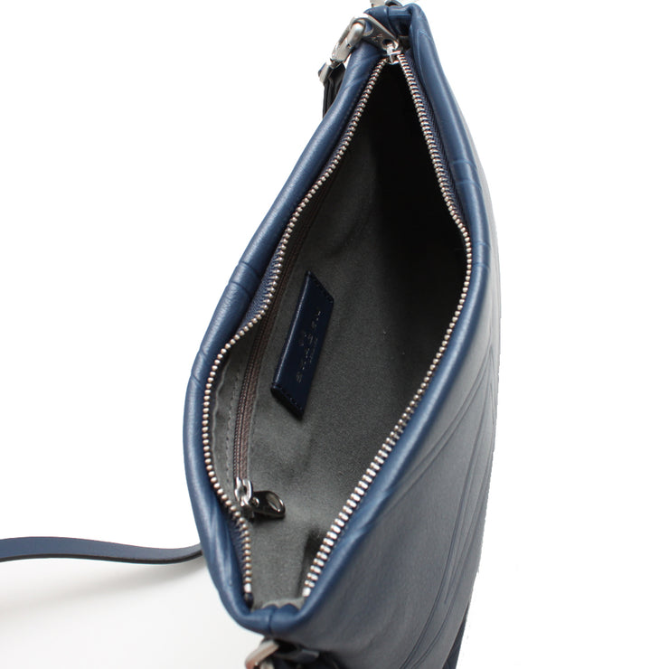 Skagen Britta Leather Faceted Ice Small Top-Zip Bag- Dark Blue