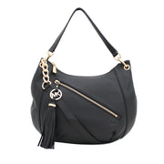 Michael Kors Charm Tassel Convertible Medium Shoulder Bag- Black