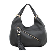 Michael Kors Charm Tassel Large Shoulder Tote Bag- Black