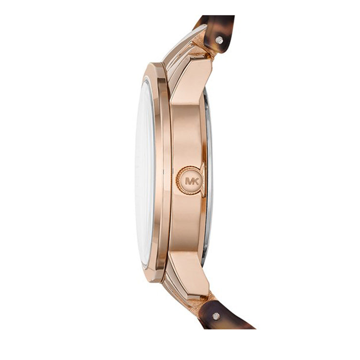 Michael Kors Watch MK4280 Rose Tone Tortoise Twist Chain Link Ladies' Watch