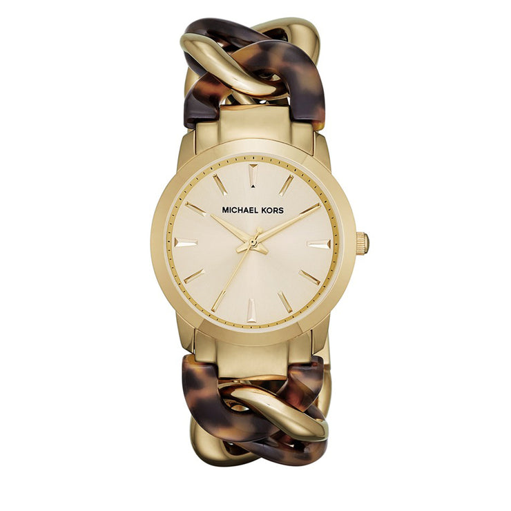 Michael Kors Gold Tone Tortoise Twist Chain Link Ladies' Watch