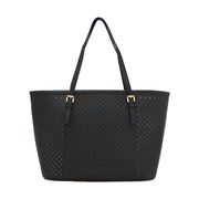 Michael Kors Jet Set Travel Studded Saffiano Leather Small Tote Bag- Black