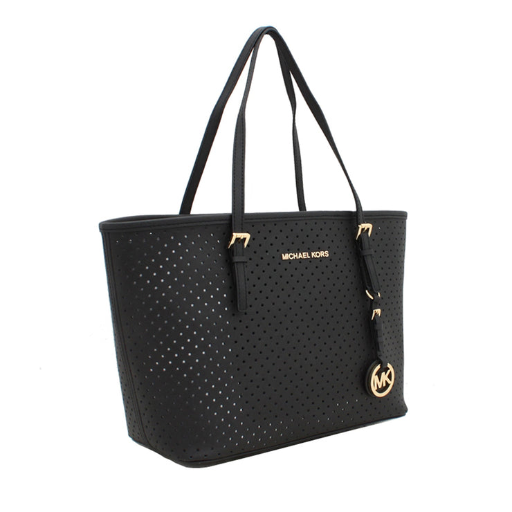 Michael Kors Jet Set Small Travel Dot Tote Bag- Black-White