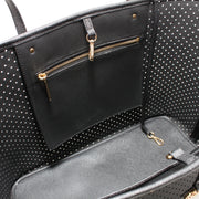 Michael Kors Jet Set Perforated Leather Medium Travel Tote Bag- Black